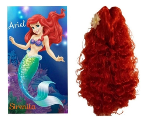Peluca Ariel Sirenita Princesa Disney Para Niña Color Rojo