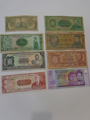 Billetes De Paraguay 8 Pc 