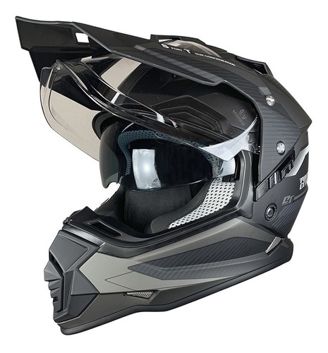 Casco Doble Propósito Punto Extremo Dakar Negro Gris Mate Tamaño del casco M