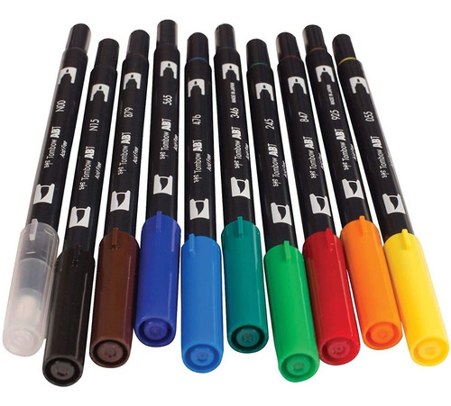 10 Marcadores Tombow Dual Brush / Colores Primarios