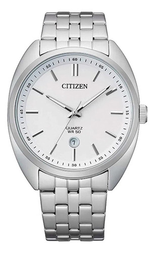 Bi5090-50a Reloj Citizen Cuarzo 42mm Plateado Fondo Blanco