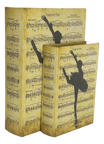 Kit Com 2 Caixas Em Formato De Livro Decorativo Bailarina