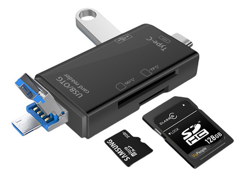 Lector 6 En 1 Usb-c Tf Sd Microsd Otg Adaptador Celulares Pc