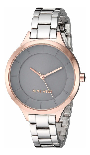 Reloj Mujer Nine West Nw-2225gyrt Cuarzo 34mm Pulso Plateado