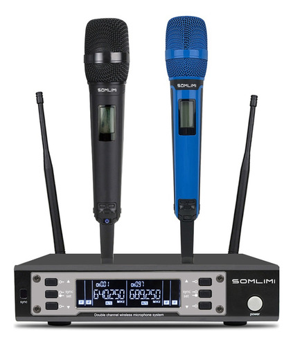 Somlimi Ew135g4 Multi Color Profissional Microfone Sem Fio Cor Preto/azul