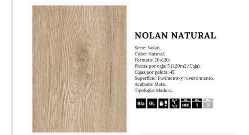 Arg Cerámica Tipo Madera Española Nolan Natural 20x120