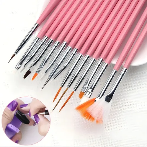 Kit de brochas decorativas para extensiones de uñas y manicura (15)