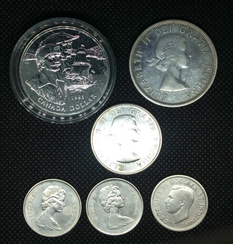 6 Monedas De Plata De  Canadá, Diferentes Denominaciones