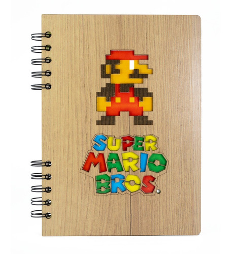 Libreta De Mario Bross En Madera (agenda, Cuaderno)