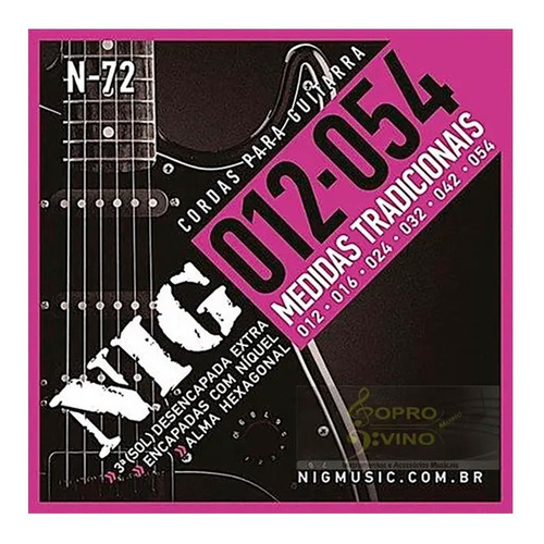 Encordoamento Para Guitarra 6 Cordas Niqueladas N-72 - Nig