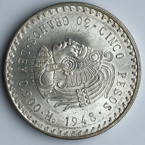 Mex19016 México 5 Pesos 1948 Unc Ayff