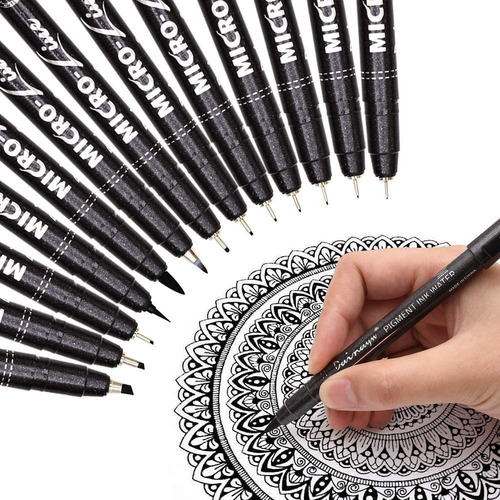 13 Bolígrafos Precisión Micro-línea, Tinta Archivo Impermeab