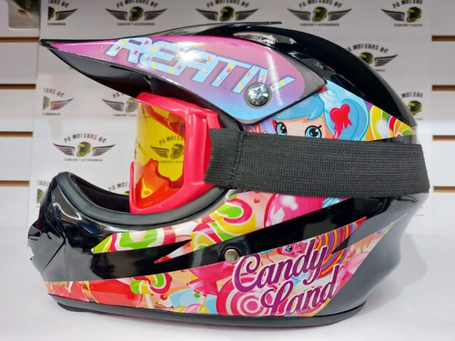 Casco Tipo Cross Para Niños Para Bici Incluye Gafas