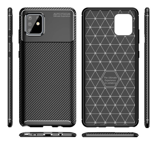 Capa Capinha Galaxy Note 10 Lite Fibra De Carbono Anti Queda Cor Marrom