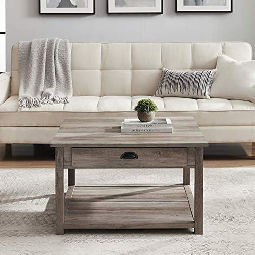 Walker Edison Modern Country Square Coffee Table Living Esta