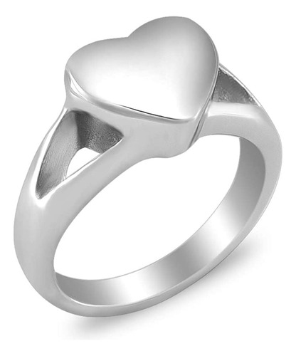 Anillo De Urna De Cremación De Corazón Simple Para Cenizas H