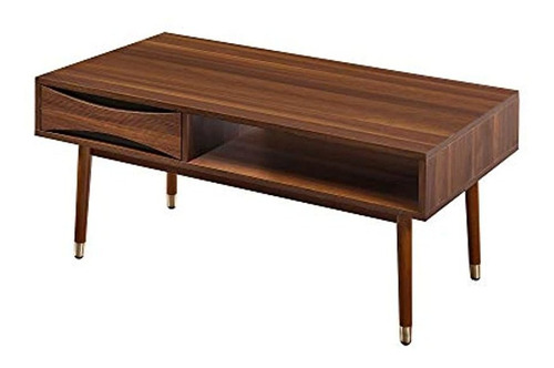 Mesa De Centro Con Estante De Madera Color Marrón De 39.62in