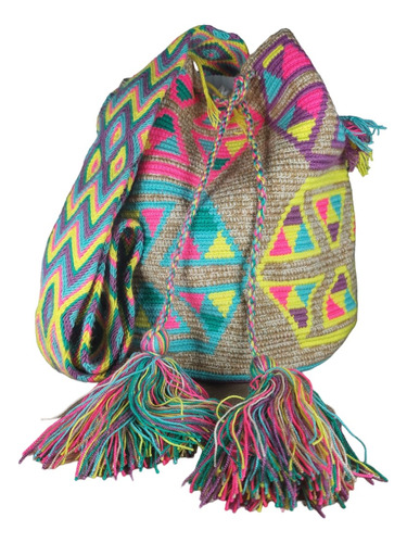 Bolso Mochila Wayuu Mujer Mediana Decoradas Original