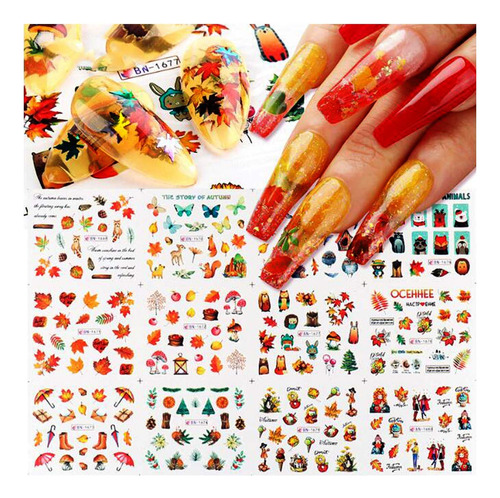 Otoo Nail Art Pegatinas Hoja De Arce Mariposa Uas De Transfe