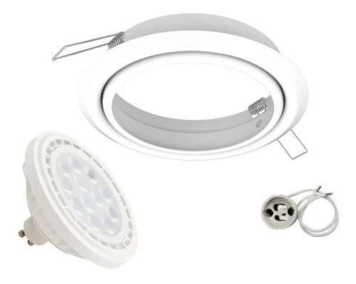 Spot Embutir Redondo Blanco Ar111 Led 15w Completo Oferta