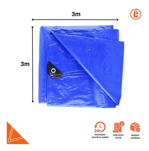 Imagem 6 de 7 de Lona 75 Gramas Starfer 3x3 Azul Impermeável