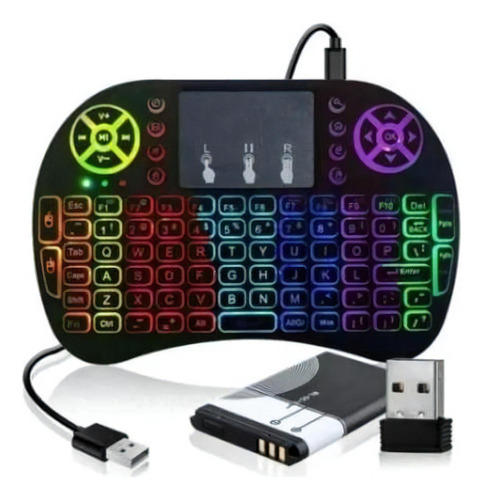 Mini Teclado Mouse Iluminado Led Touchpad Wireless Bluetooth Cor do teclado Colorido