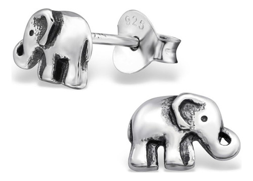 Lindos Y Pequeños Aretes De Plata Esterlina 925 Con Elefante