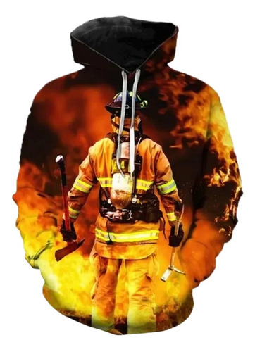 Sudadera De Manga Larga Con Estampado 3d De Bomberos