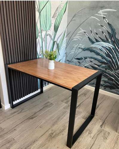 Mesa Idustrial Nordico Hierro Madera Diseño Paraiso 132x75