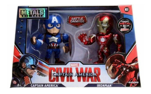 Ironman Y Capitan America Figuras Muñecos X2 Metals Die Cast