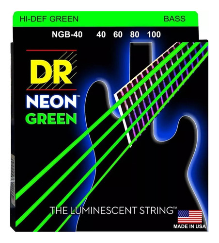 Encordado Para Bajo 4 Cuerdas Dr Neon Green Ngb-40 040-100