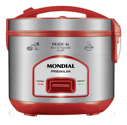 Panela Elétrica De Arroz Mondial Pratic Pe-45-6x Vermelho E Inox 220v