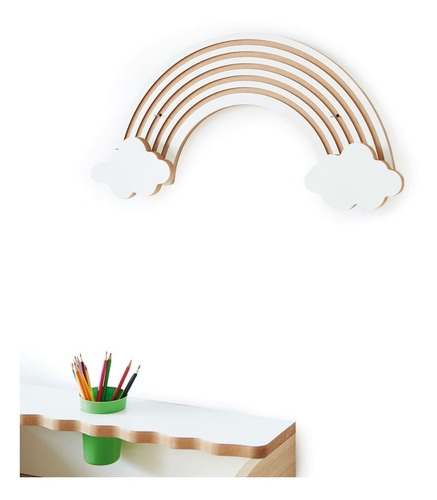 Imagen 3 de 8 de Perchero De Pared Arcoiris Escandinavo Nordico Infantil
