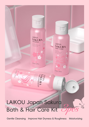 Ml Set De 3 Piezas For Baño Y Cabello Sakura