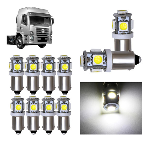 Kit 20 Lampada Ba9s 5 Led 24v Cores T4w 69 Atacado