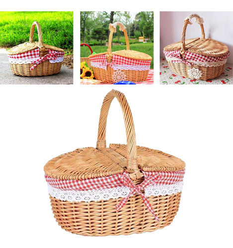 Xd . Cesta De Picnic De Mimbre Rústico Cesta Tejida De