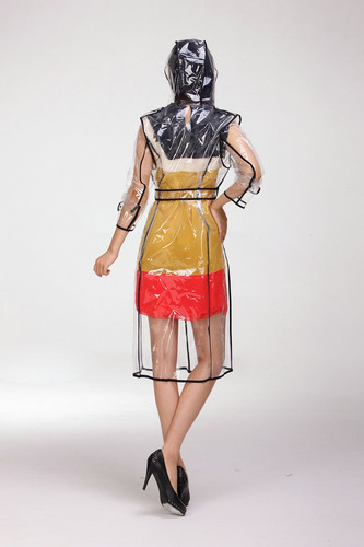 Impermeable Transparente Moda Eva Con Capucha Con Cinturón