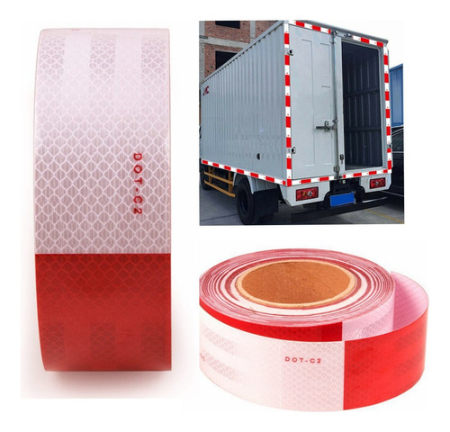 Cinta Reflectante Seguridad Rojo Blanco 45 Mts Dot C2 Legal