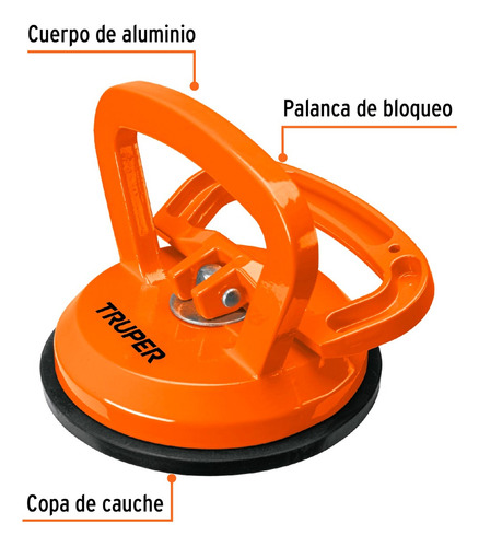 Ventosa De Aluminio Para Vidrio, 1 Copa De Succión, Truper