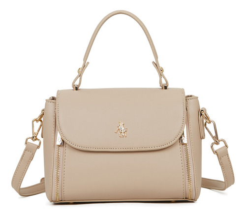 Crossbody Para Mujer Hpc Polo Modelo: 1113-cenizo Color Beige