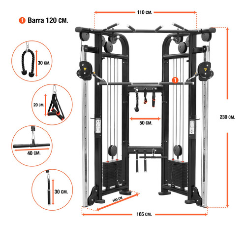 Maquina Crossover Gym Multifuncional Altera Peso Integrado