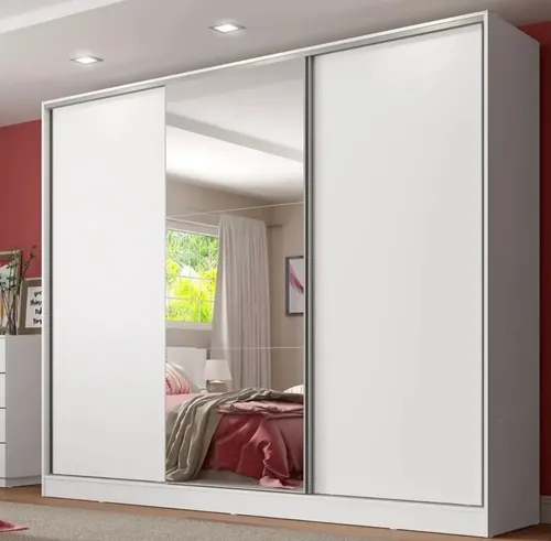 Guarda Roupa Casal Armario Quarto 100%mdf Com Espelho Madesa