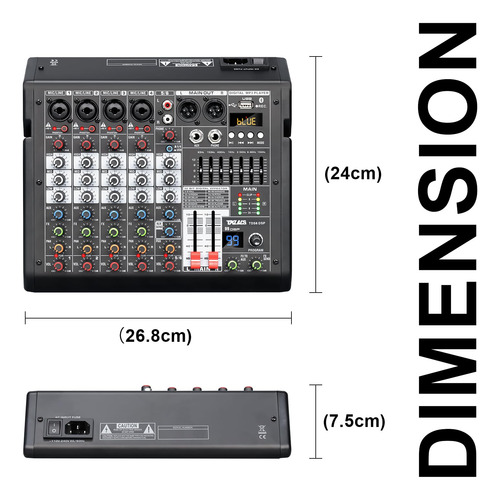 Mixer De Áudio Tklbls Professional Dj De 6 Canais Com 99 Dsp