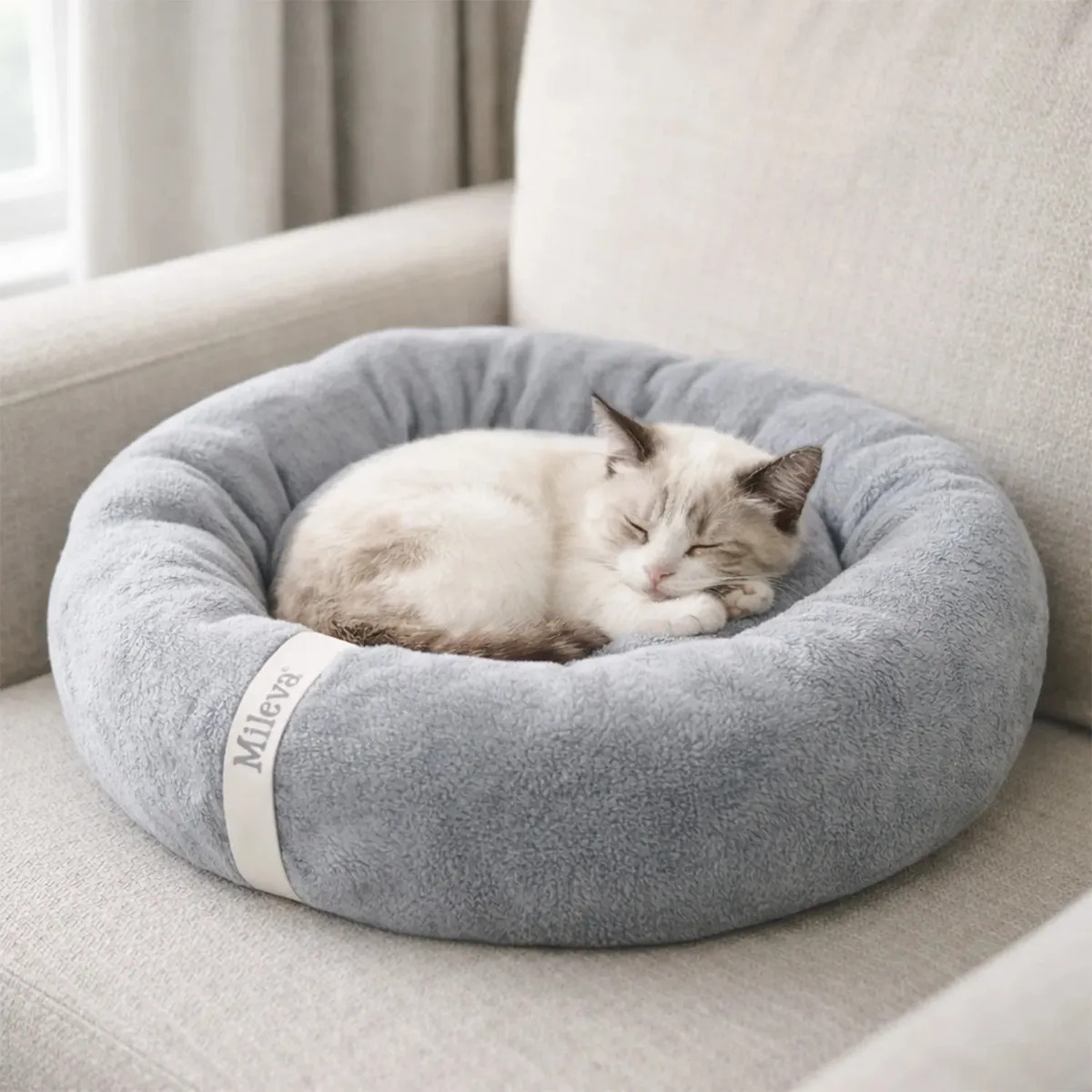 Cama De Gato Caminha Nuvem Ninho Pet Soft Redonda 50x50cm Cor Cinza