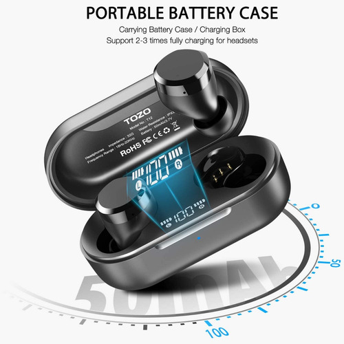 Imagen 2 de 7 de Tozo T12 Auriculares Inalámbricos Bluetooth 5.0 Con Estuche