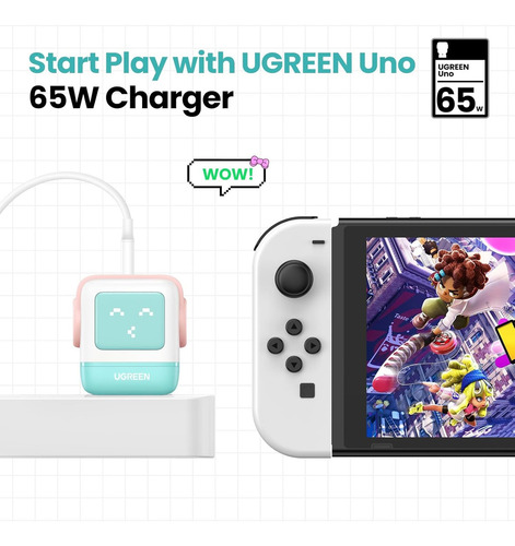 Ugreen Robot C361 Cargador Carga Rapida Usb C 65w Pink Blue
