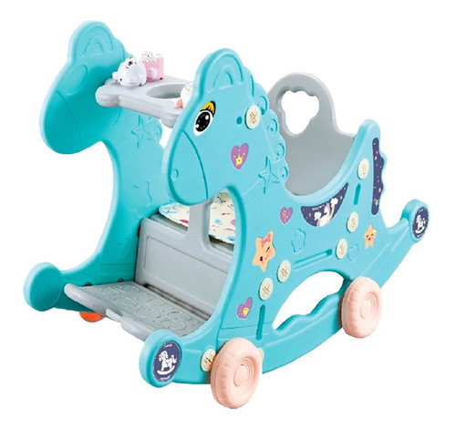 Mecedora Infantil 3 En 1, Asiento, Mecedora, Cochecito Celes Color Celeste