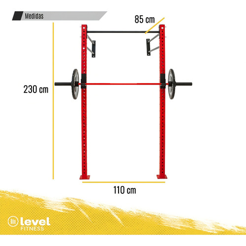 Power Rack De Pared Lima Sentadillas Dominadas Crossfit Color de la estructura Rojo