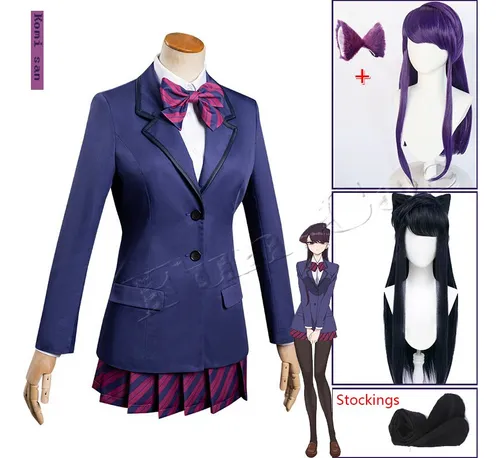 Komi San Disfraz For Cosplay Falda Medias Peluca Orejas