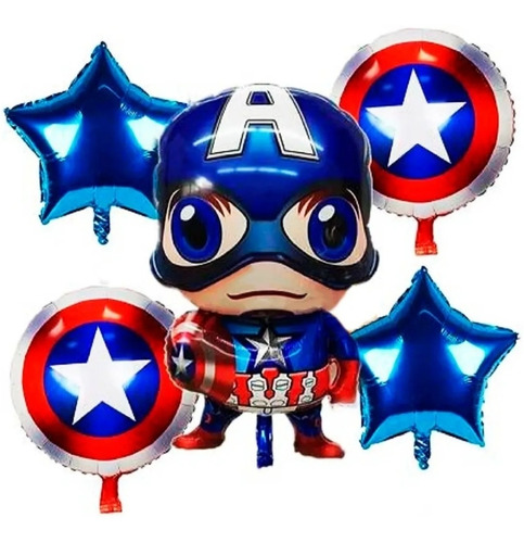 Set 5 Globos Metálicos Capitán America